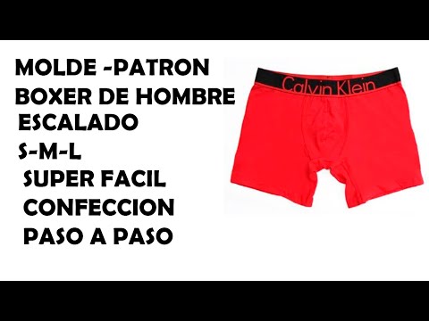 MOLDE PATRON DE BOXER PARA HOMBRE ESCALADO S-M-L  CONFECCION PASO A PASO
