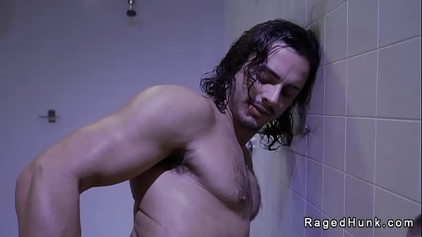 Threesome anal big cock gay sex in shower6 min